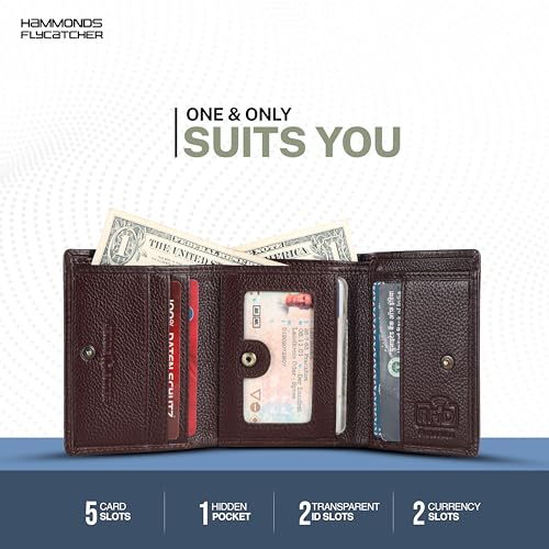 HAMMONDS FLYCATCHER Croc Brown Wallets for Man - Trifold Genuine Leather Men Wallet, RFID Protection, 5 Card Slots, 2 ID Windows, Currency Slots, Snap Button Closure, Gift Box Included, Gift for Men - Image 5