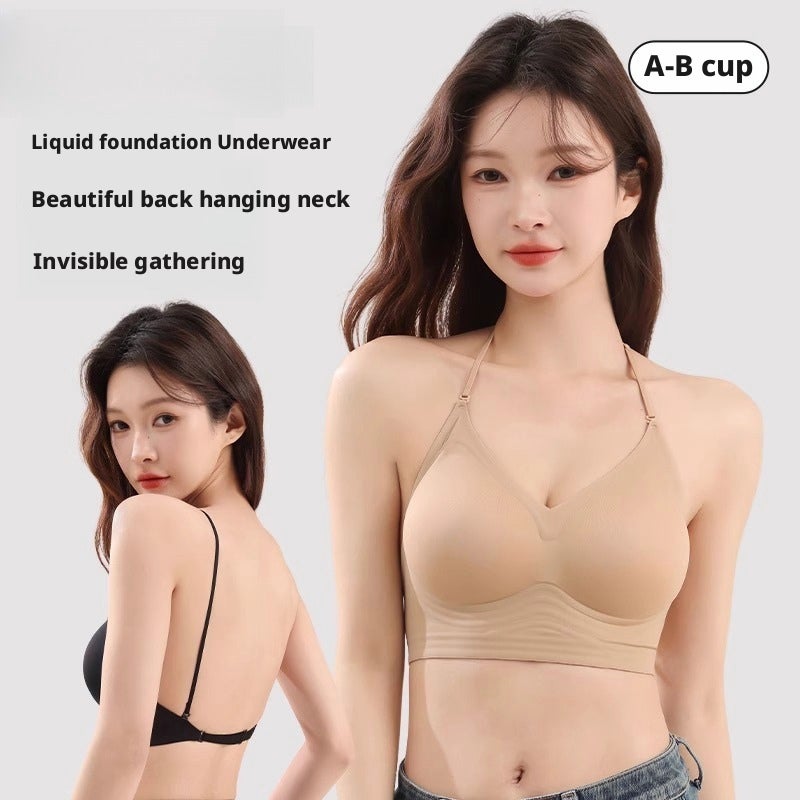 Halter Neck Backless Seamless Push Up Bra - Image 1