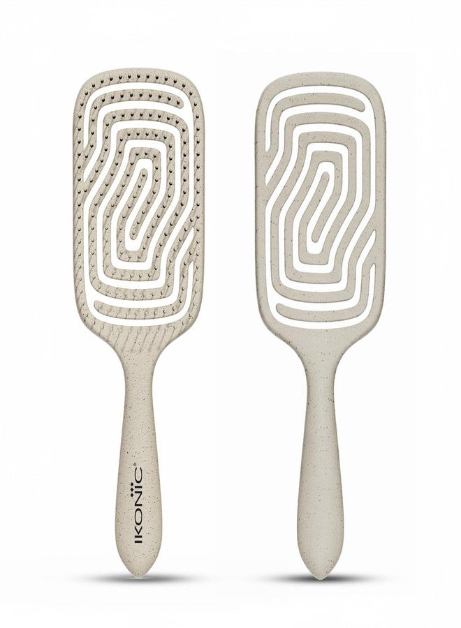 Ikonic Me Flexi Paddle Hair Brush IKM-3017 - Eco Concious, Rounded Tip Bristles, Ergonomic Lightweight Handle, Static-Free Smooth Finish, Water-Resistant Wet & Dry Styling - Sand Beige - Image 2