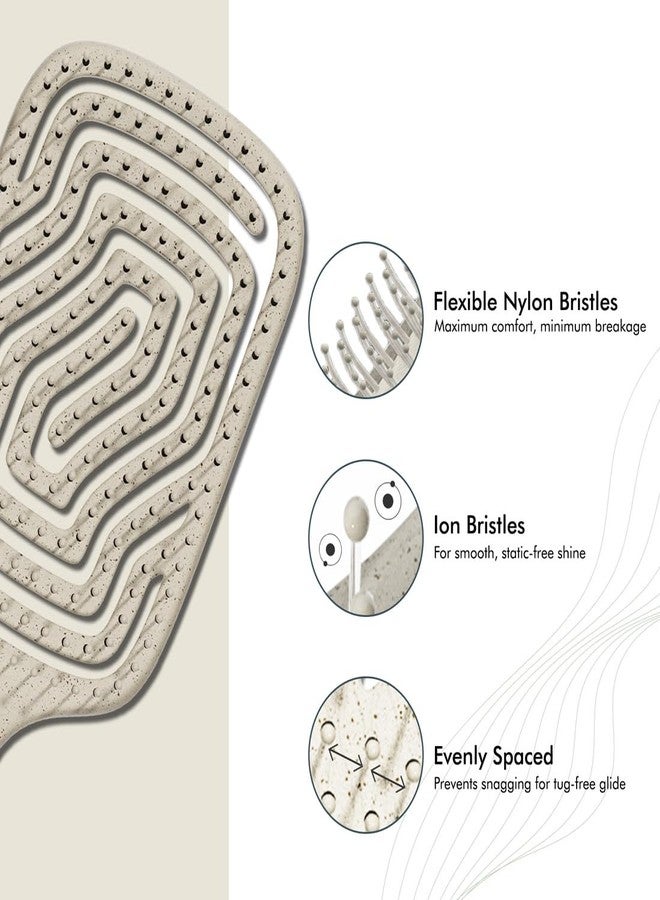 Ikonic Me Flexi Paddle Hair Brush IKM-3017 - Eco Concious, Rounded Tip Bristles, Ergonomic Lightweight Handle, Static-Free Smooth Finish, Water-Resistant Wet & Dry Styling - Sand Beige - Image 3