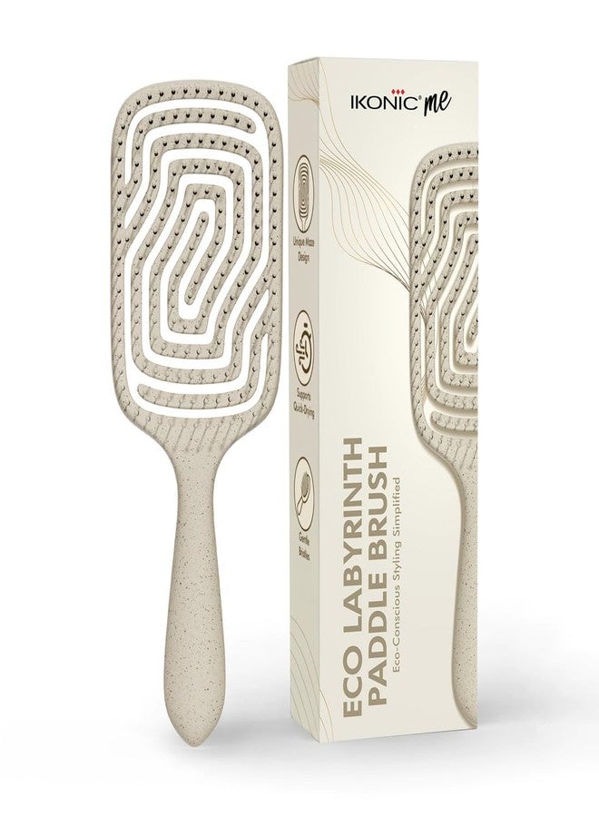 Ikonic Me Flexi Paddle Hair Brush IKM-3017 - Eco Concious, Rounded Tip Bristles, Ergonomic Lightweight Handle, Static-Free Smooth Finish, Water-Resistant Wet & Dry Styling - Sand Beige - Image 1