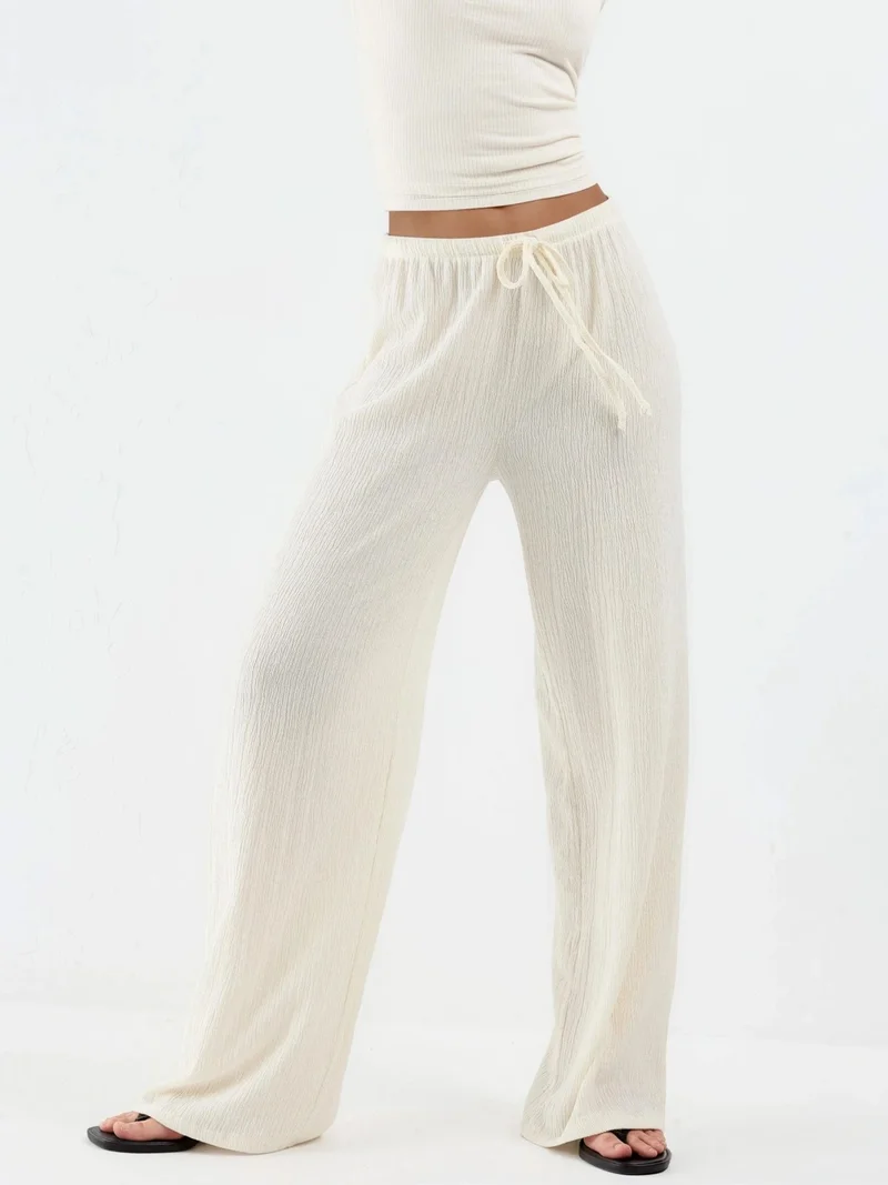 بوسيم BUSEM Wide Leg Trousers with Drawstring Waist