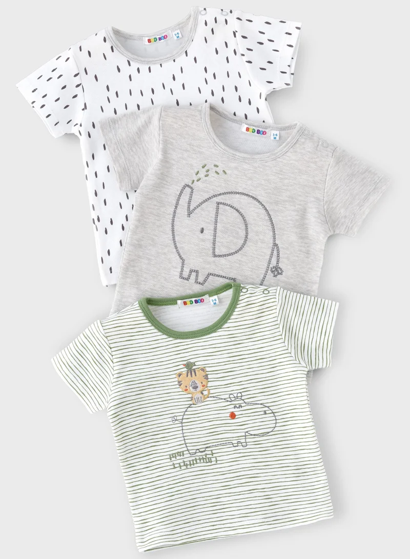 Boo Boo BooBoo Kids Jungle Range 3 Pk Tees