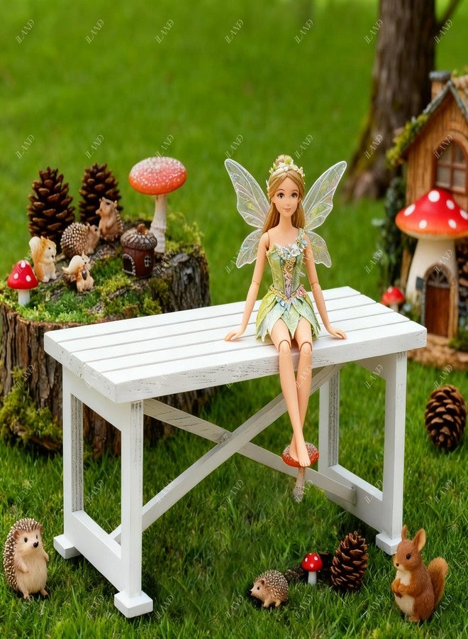 iLAND Dollhouse Furniture of Wooden Table for Doll House Garden Decor, Miniature Dollhouse Accessories Tiny Table Model on 1/12 Scale - Image 5