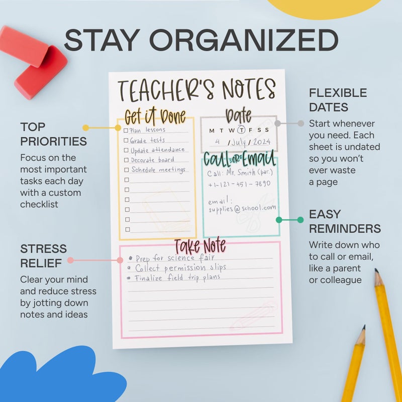 Tiny Expressions Teacher Notepad - Teacher To Do List Note Pad - Stationary Classroom Must Haves for Elementary and Middle School - Teacher Appreciation Gifts for Women - Image 3