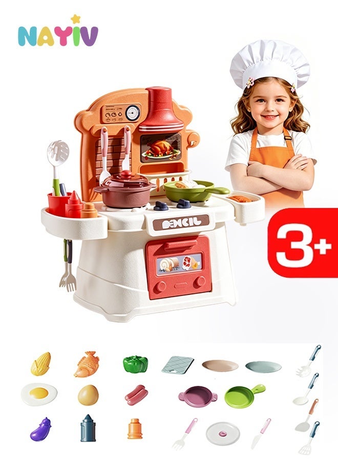 Kids Kitchen Playset Children's  Play Kitchen Toy Lightweight Mini  Pretend Toddler Kitchen Playset with Play Food Toy Kitchen Accessories Kitchen Role Play Cookware Indoor DIY Toy Set Play House Toys Set  The Complete Little Chef's Playset for Kids and Babies to Learn and Play for 3 4 5 6 Years Old - Image 1
