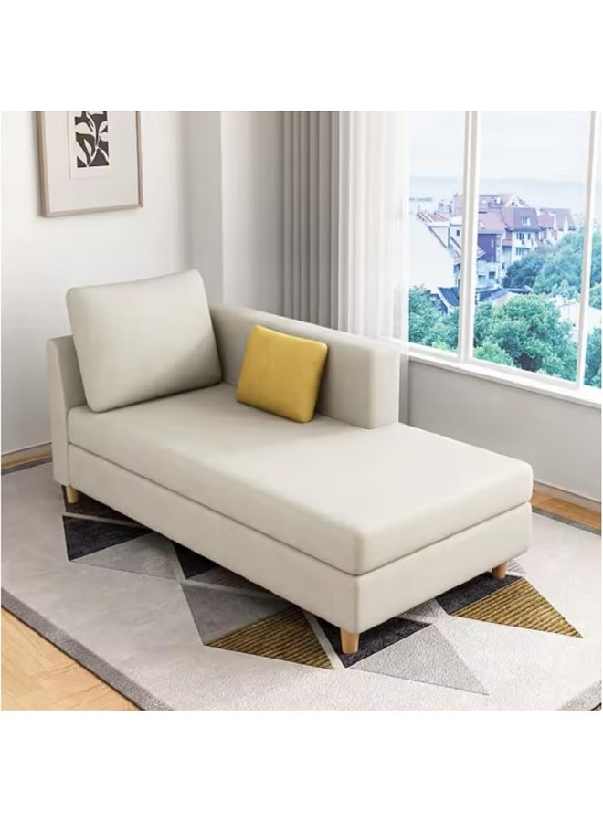 Poppins Home Simple Solid Chaise Lounge Sofa with Square Arms & 2 Pillows â€“ Perfect for Living Room or Bedroom Relaxation (Beige, Left-Arm Chaise)  - Image 1