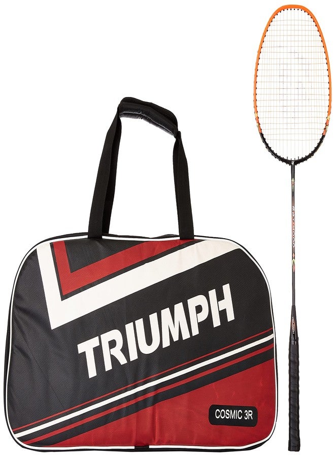Triumph Ray-4000 One Piece Light Weight Strung Badminton Racket With Cosmic-3R Single Compartment Badminton Bag Black/Red - Image 1