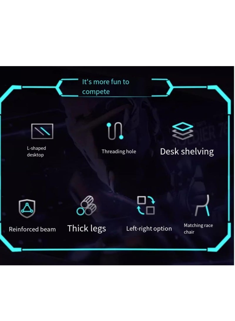 Computer Desk,Gaming Table, Computer Table 120 x 100cm Textured Table Top, Large Gaming Table with Double Shelves, Thickened Legs (Brown) - Image 4