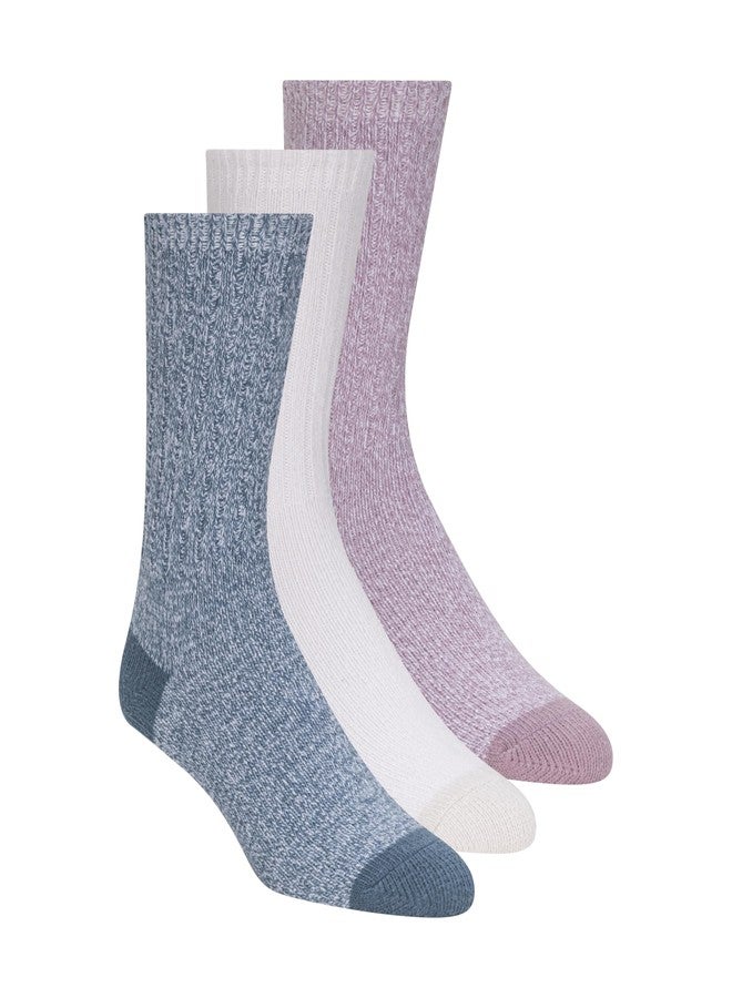 Weatherproof Women's 3pk Super Soft Crew Socks, Dark Blue, 9-11 - Image 1
