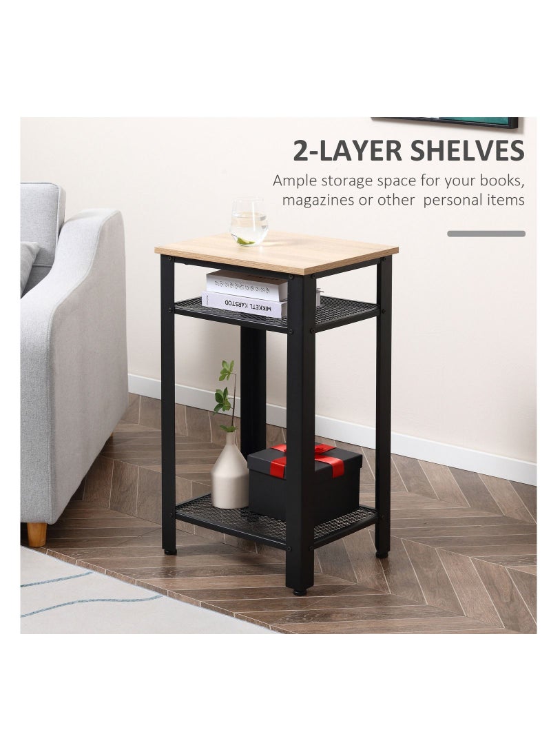 Home Gallery Modern Side Table with 2 Storage Shelves Biege 75X45X35 - Image 3