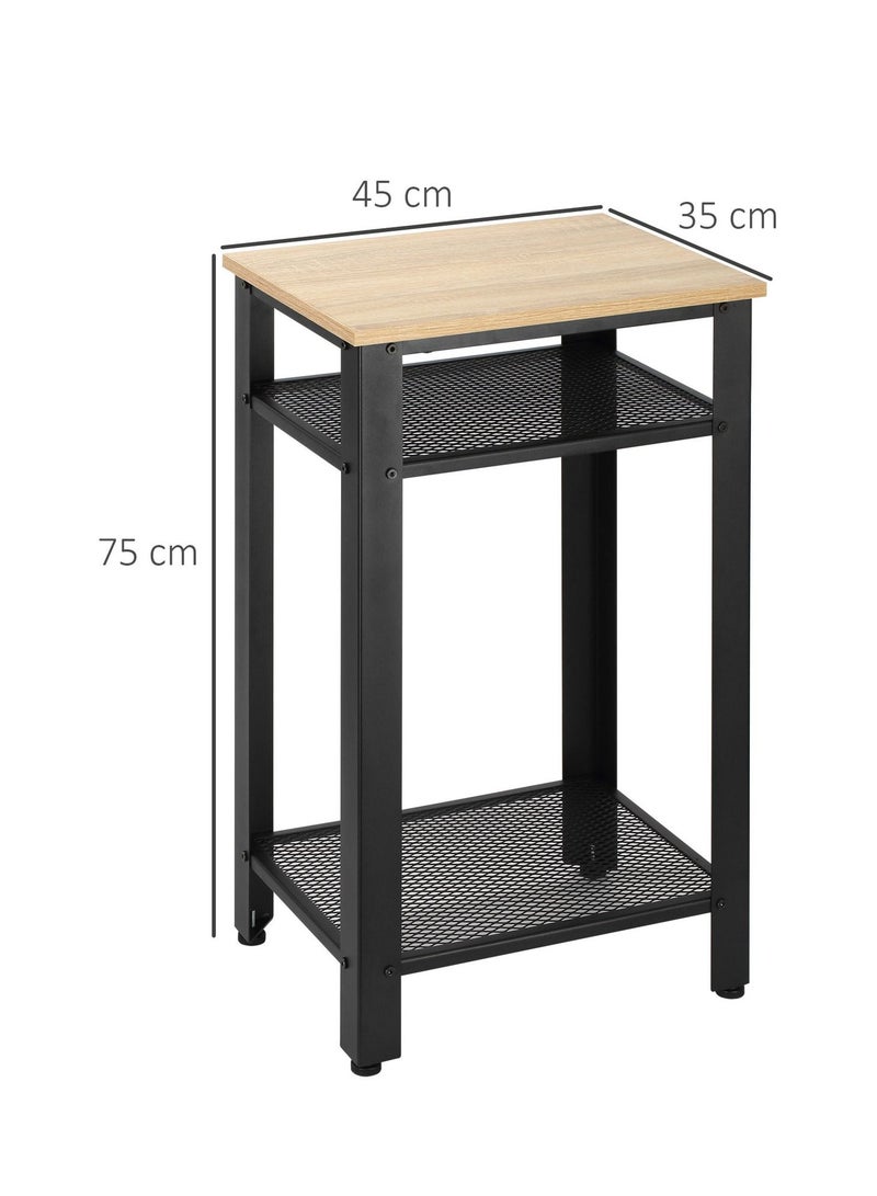 Home Gallery Modern Side Table with 2 Storage Shelves Biege 75X45X35 - Image 2