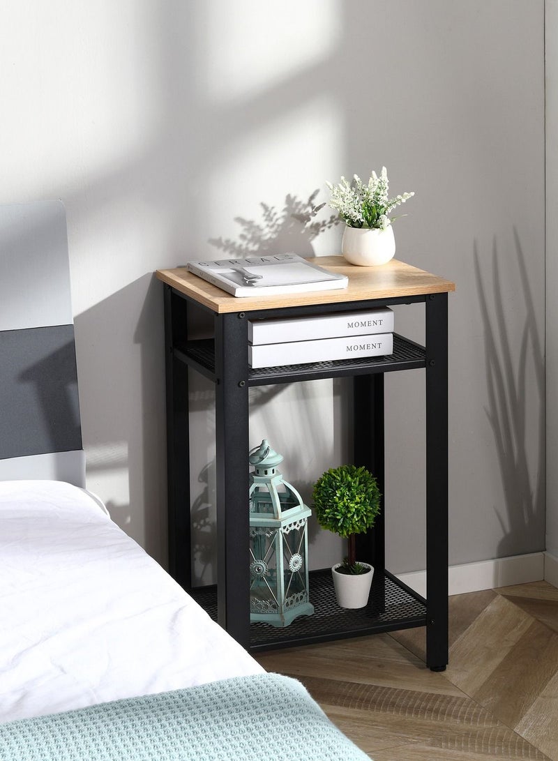 Home Gallery Modern Side Table with 2 Storage Shelves Biege 75X45X35 - Image 1