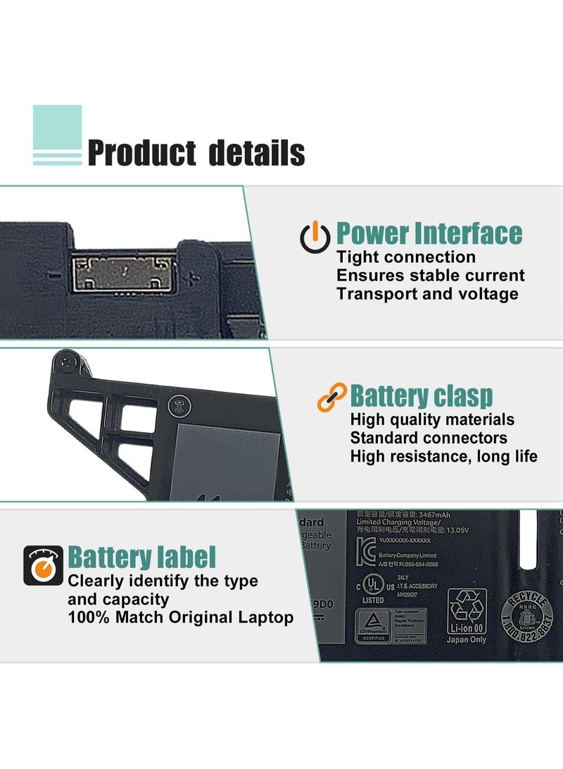Terabyte M69D0 Battery Replacement for Dell Latitude 5430 5530 Precision 3570 Series Laptop 07KRV H4PVC 8WRCR 41Wh 3467mAh - Image 2
