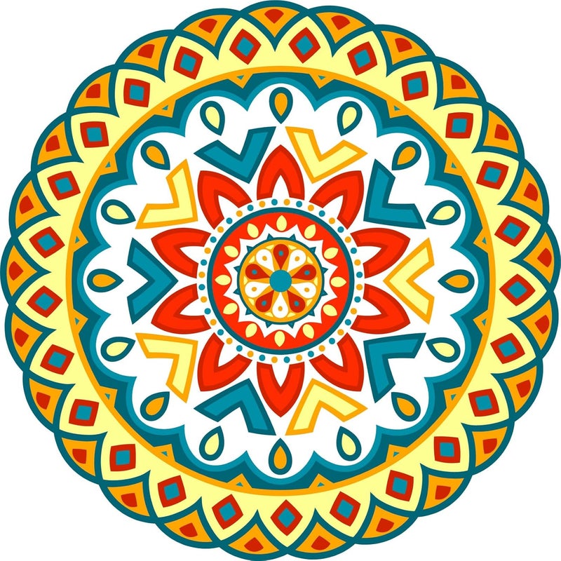 INFINITY INTERIORS Rangoli Sticker for Floor Decoration Diwali Home and Office Decoration Self Adhishive Sticker 24x24 Inch Rangoli_5  - Image 1