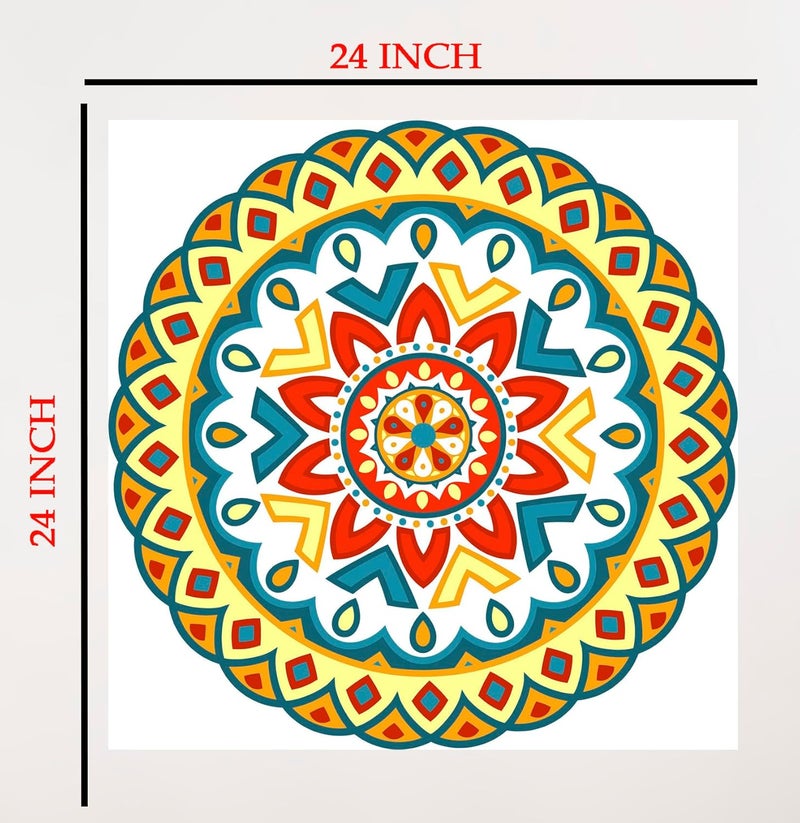 INFINITY INTERIORS Rangoli Sticker for Floor Decoration Diwali Home and Office Decoration Self Adhishive Sticker 24x24 Inch Rangoli_5  - Image 2