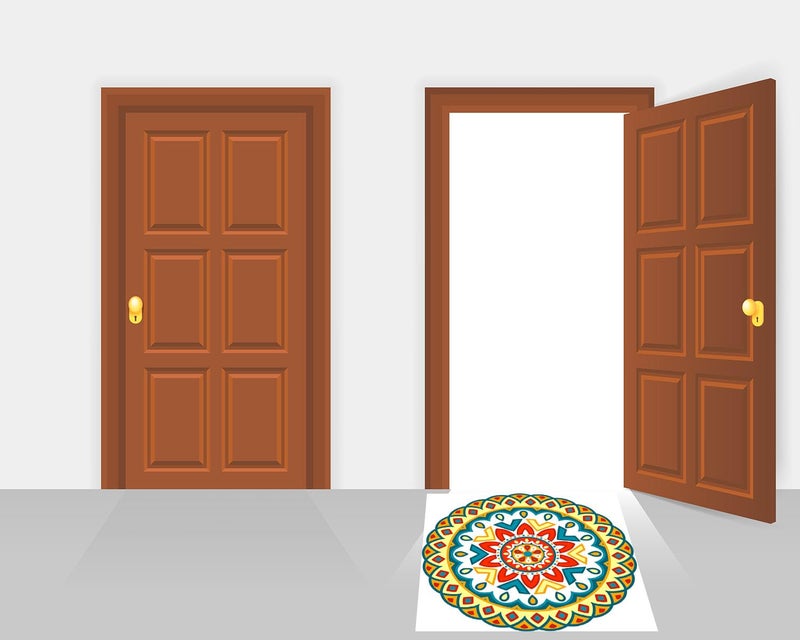 INFINITY INTERIORS Rangoli Sticker for Floor Decoration Diwali Home and Office Decoration Self Adhishive Sticker 24x24 Inch Rangoli_5  - Image 4