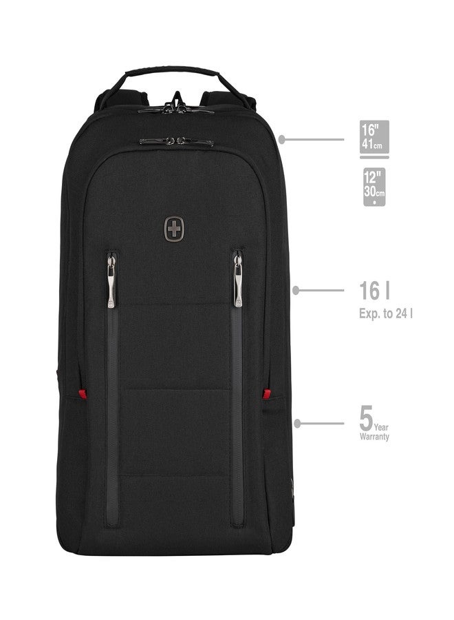 Wenger CITY TRAVELER Laptop Backpack for 16 Inch Laptop & 12 Inch Tablet Pocket, Doubles as an overnighter in Black (16 Litre)-blend of style & function, Swiss designed, 606490 - Image 2
