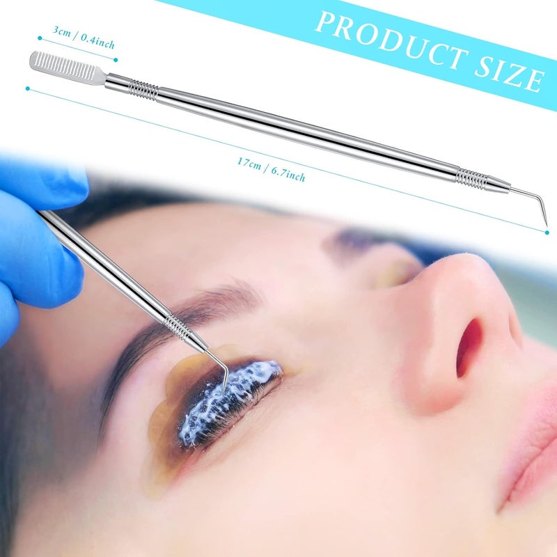 Chumia 2 Pieces Eyelash Lift Perm Tool Lash Separator Tint Tool Stainless Steel Metal Lash Lift Rods for Eyelash Eyebrow Perming Tinting Curling Extensions Supplies(Silver) - Image 3