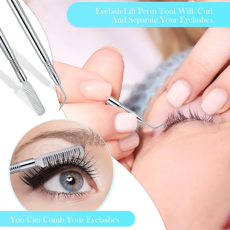 Chumia 2 Pieces Eyelash Lift Perm Tool Lash Separator Tint Tool Stainless Steel Metal Lash Lift Rods for Eyelash Eyebrow Perming Tinting Curling Extensions Supplies(Silver) - Image 4