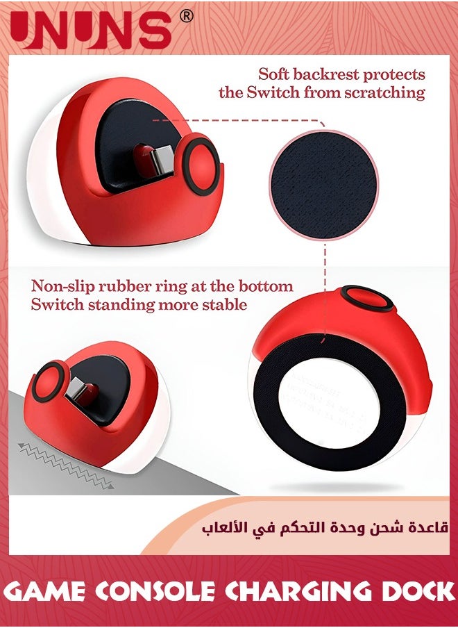 UNUNS - Tiny Charging Dock for Nintendo Switch Lite,Charging Stand Compatible With Nintendo Switch/Switch Lite/Switch OLED, Portable Cute Switch Dock Station With Type-C Port For NS Games,Red White - Image 1