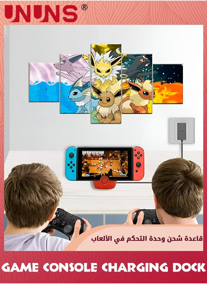 UNUNS - Tiny Charging Dock for Nintendo Switch Lite,Charging Stand Compatible With Nintendo Switch/Switch Lite/Switch OLED, Portable Cute Switch Dock Station With Type-C Port For NS Games,Red White - Image 1