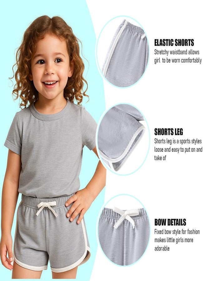 SOBOWO Toddler Girl Shorts 3 Pack Girls Athletic Shorts Solid Soccer Running Active Sport Bike Summer Drawstring Pants 18M-6Y(2-3T, Black/Grey/Pink) - Image 3
