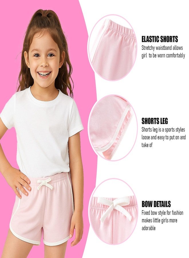 SOBOWO Toddler Girl Shorts 3 Pack Girls Athletic Shorts Solid Soccer Running Active Sport Bike Summer Drawstring Pants 18M-6Y(2-3T, Black/Grey/Pink) - Image 4