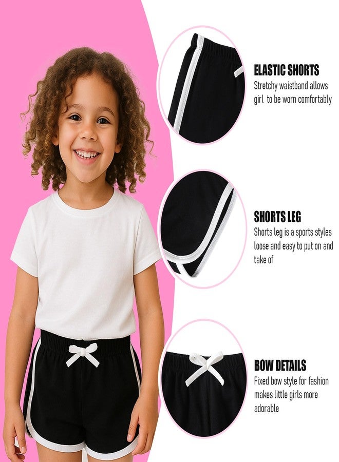 SOBOWO Toddler Girl Shorts 3 Pack Girls Athletic Shorts Solid Soccer Running Active Sport Bike Summer Drawstring Pants 18M-6Y(2-3T, Black/Grey/Pink) - Image 2