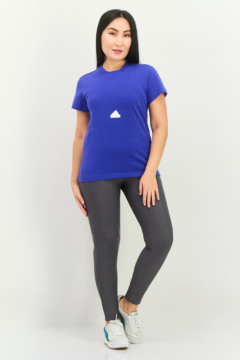 Adidas Women Sportswear Fit Short Sleeve Training T-Shirt, Blue - Image 4