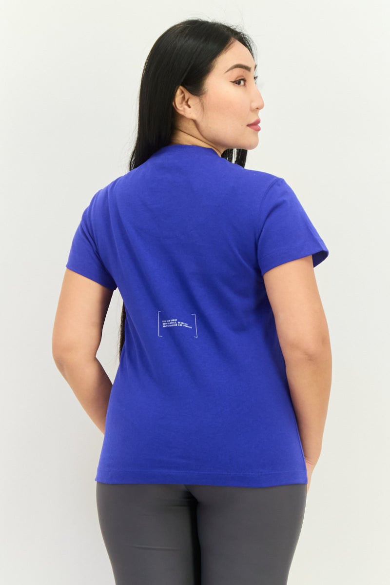 Adidas Women Sportswear Fit Short Sleeve Training T-Shirt, Blue - Image 3