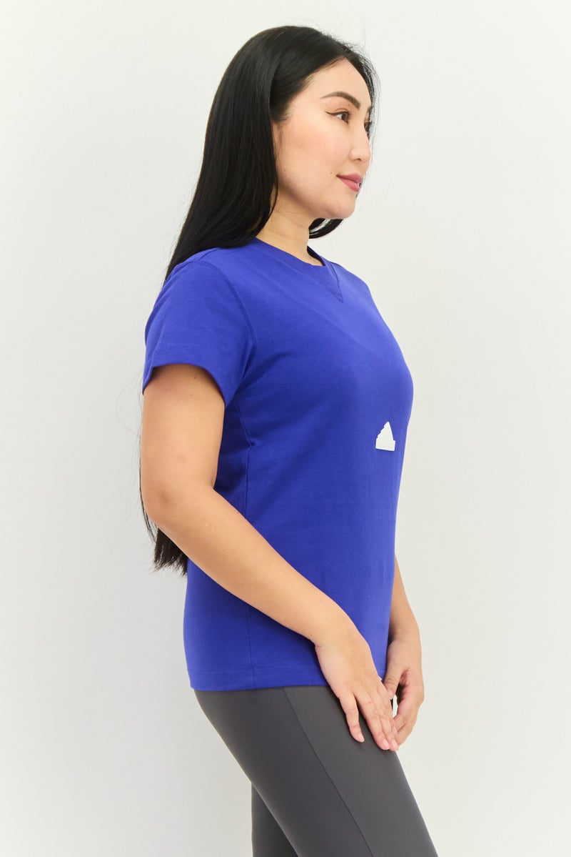 Adidas Women Sportswear Fit Short Sleeve Training T-Shirt, Blue - Image 2