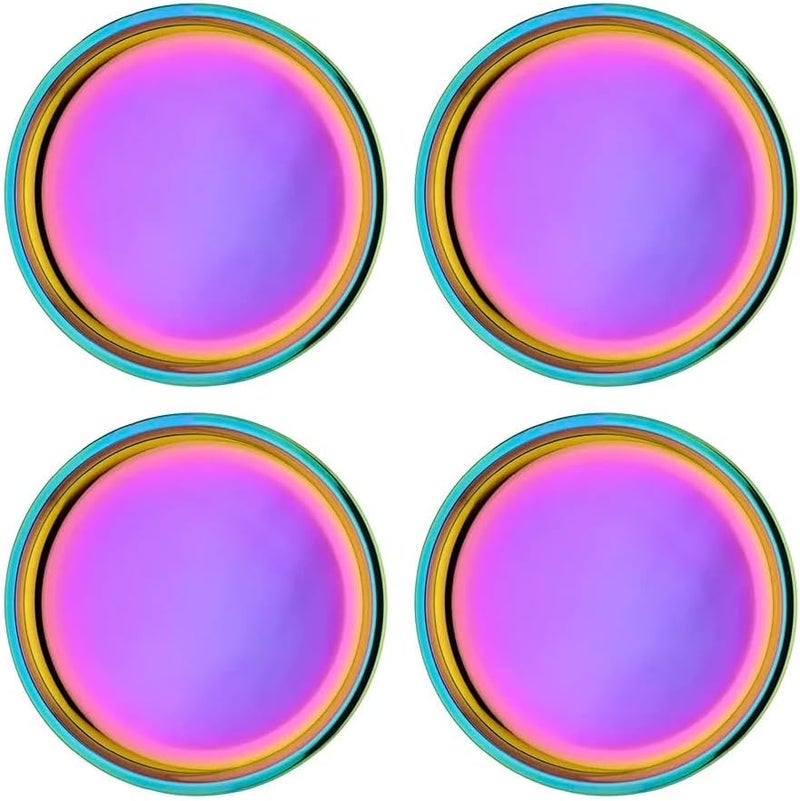 Ahimsa Stainless Steel Plates for Kids, 9" Colorful Stainless Steel Plates, Pediatrician Designed & Non Toxic, Unbreakable, Dishwasher Safe, Set of 4 Rainbow - Image 1