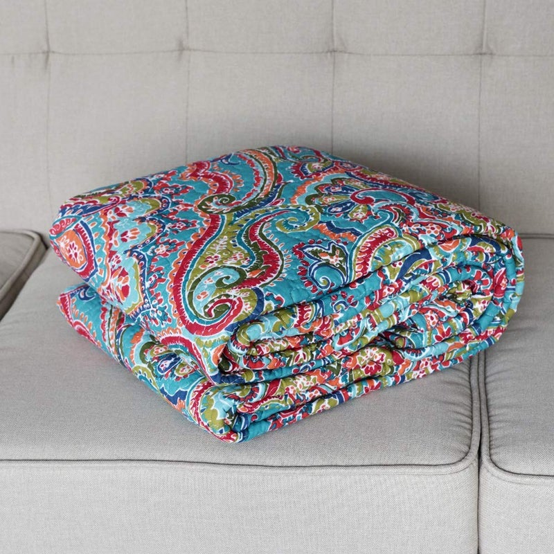 NEWLAKE Quilted Throw Blanket for Bed Couch Sofa, European Gorgeous Floral, 60X78 Inch - Image 2