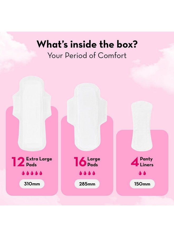 Plush Ultra-Thin Sanitary Pads For Women 28 Pcs | Super Saver Pack | 16 L (Light Flow), 12 Xl (Medium Flow), 4 Panty Liners | 100% Rash-Free | Pure U.S. Cotton Pads | Resealable Pad Packaging | Affordable - Image 2