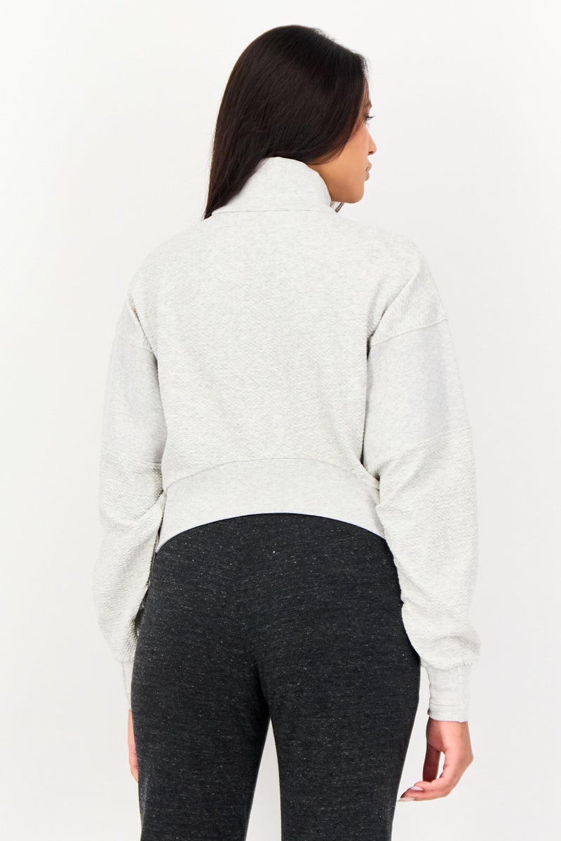 Reebok ملابس رياضية نسائية بأكمام طويلة مناسبة، رمادي فاتح - Image 2