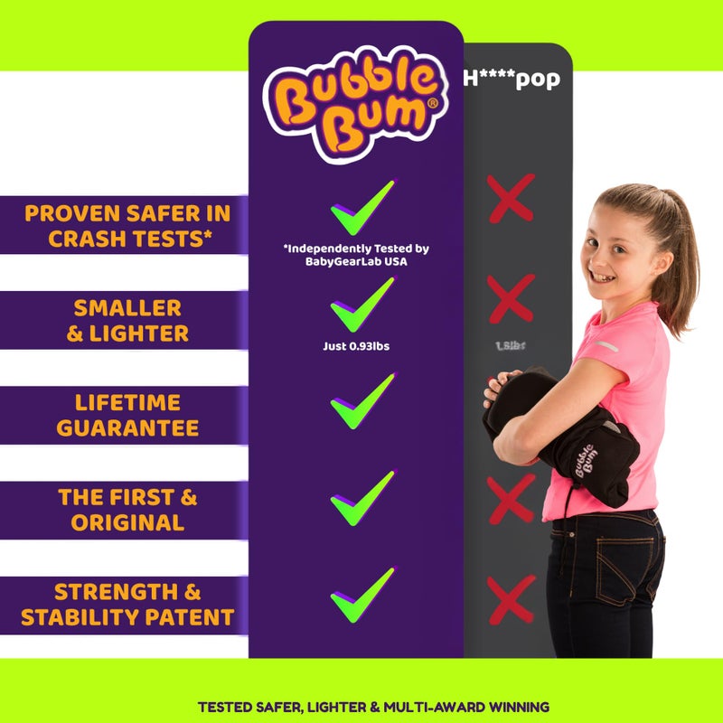 BubbleBum Inflatable Booster Car Seat - Foldable, Lightweight, Backless Travel Booster Seat for Kids, Portable Carseat for Toddler, Fits 3 Across, Compact for Uber - Ages 4-11 Year Old, - Black - Image 2