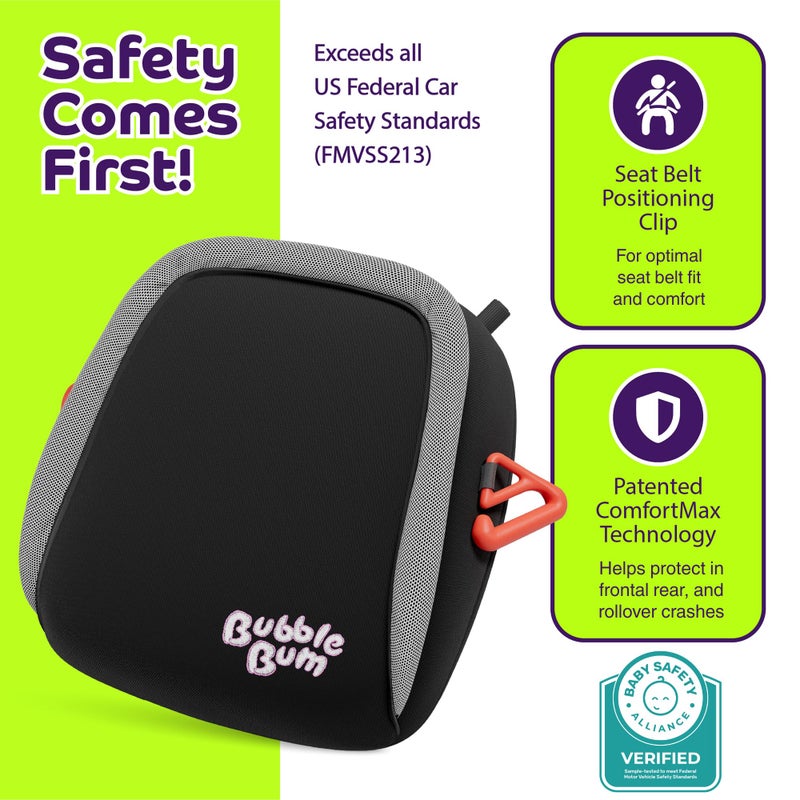 BubbleBum Inflatable Booster Car Seat - Foldable, Lightweight, Backless Travel Booster Seat for Kids, Portable Carseat for Toddler, Fits 3 Across, Compact for Uber - Ages 4-11 Year Old, - Black - Image 4