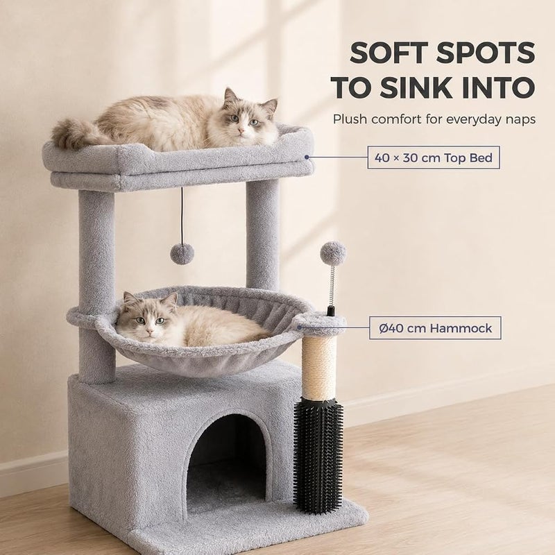 Bentifar Compact 3-Level Cat Tree with Large Hammock, Condo & Removable Top Bed - Image 3