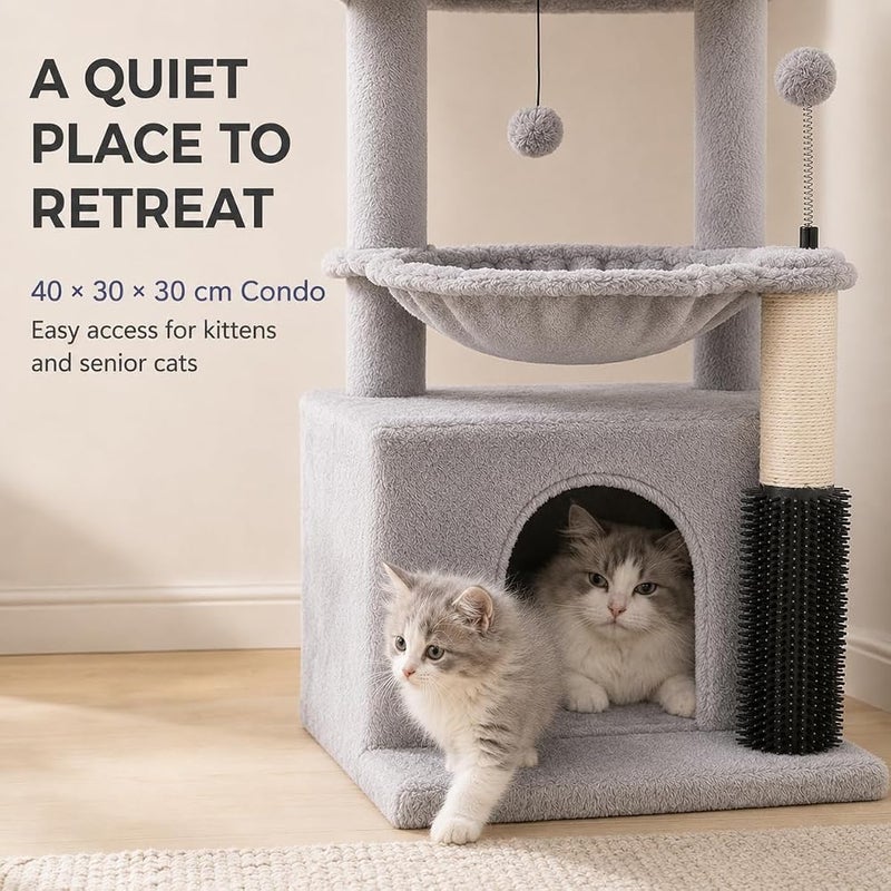 Bentifar Compact 3-Level Cat Tree with Large Hammock, Condo & Removable Top Bed - Image 5