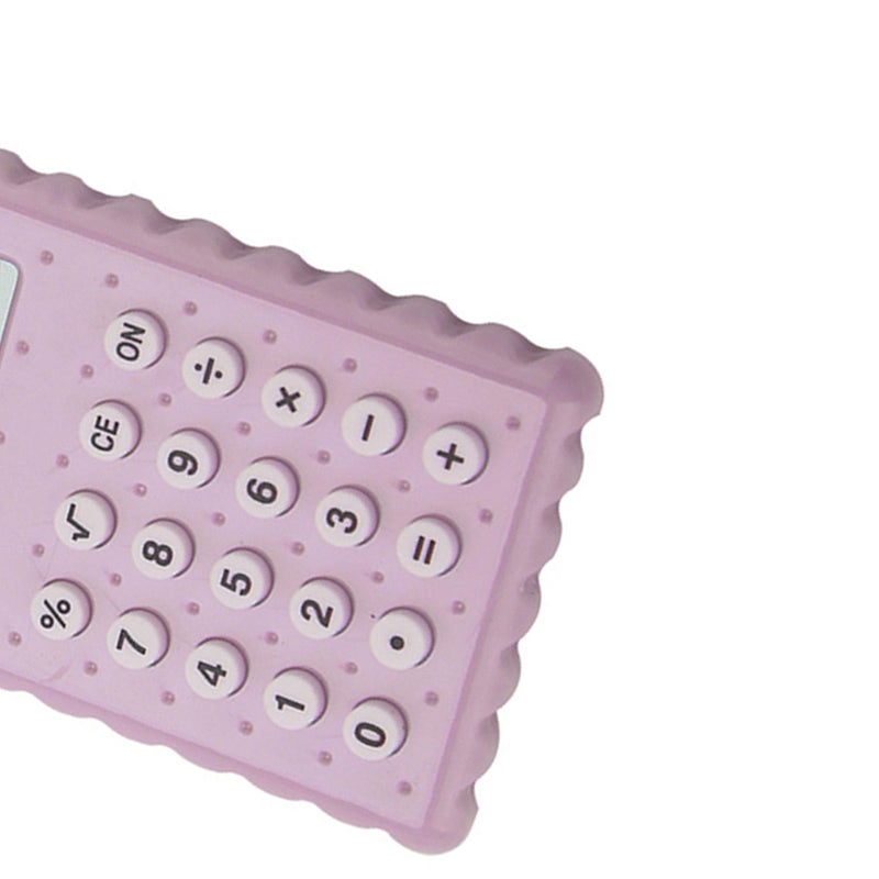 آلة حاسبة صغيرة محمولة باللون الأرجواني الرمادي مع سلسلة مفاتيح، آلة حاسبة إلكترونية جيبية للمدرسة والمكتب والطلاب - Image 3