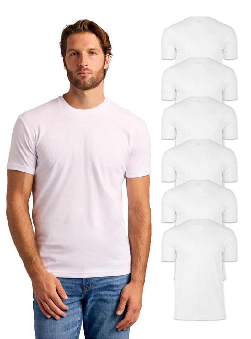 True Classic Mens T-Shirts - Short Sleeve Crew Neck Plain Novelty T Shirt for Men, Pack of 6, White, L - Image 1