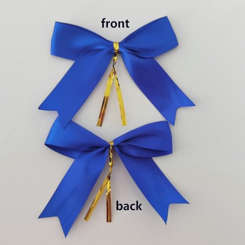 Micomon 50pcs 3-1/2 Inch Blue Satin Ribbon Bows with Twist Tie Bows for Christmas Tree Decoration Gift Packing&Wrapping(Blue) - Image 4