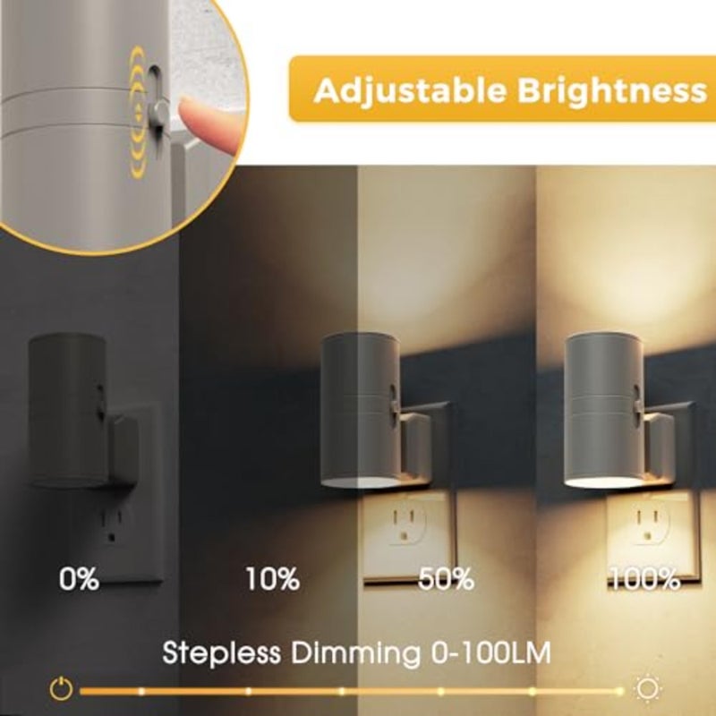 Night Light Plug in, Night Lights Plug into Wall, Light Sensor, Cement Gray Housing, Soft White Nightlight, 100LM Dimmable Nightlights for Hallway Bedroom Bathroom, 2 Pack - Image 2