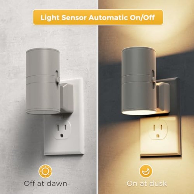 Night Light Plug in, Night Lights Plug into Wall, Light Sensor, Cement Gray Housing, Soft White Nightlight, 100LM Dimmable Nightlights for Hallway Bedroom Bathroom, 2 Pack - Image 3