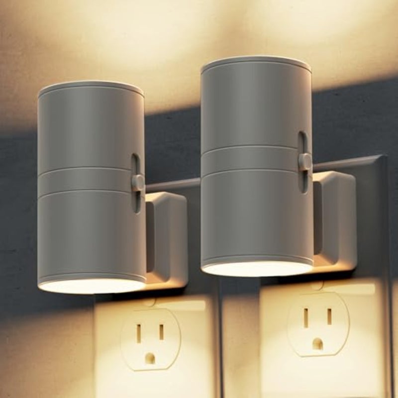 Night Light Plug in, Night Lights Plug into Wall, Light Sensor, Cement Gray Housing, Soft White Nightlight, 100LM Dimmable Nightlights for Hallway Bedroom Bathroom, 2 Pack - Image 1