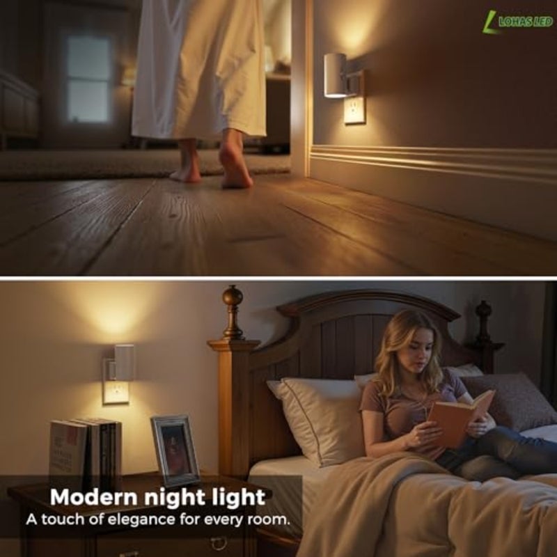 Night Light Plug in, Night Lights Plug into Wall, Light Sensor, Cement Gray Housing, Soft White Nightlight, 100LM Dimmable Nightlights for Hallway Bedroom Bathroom, 2 Pack - Image 4