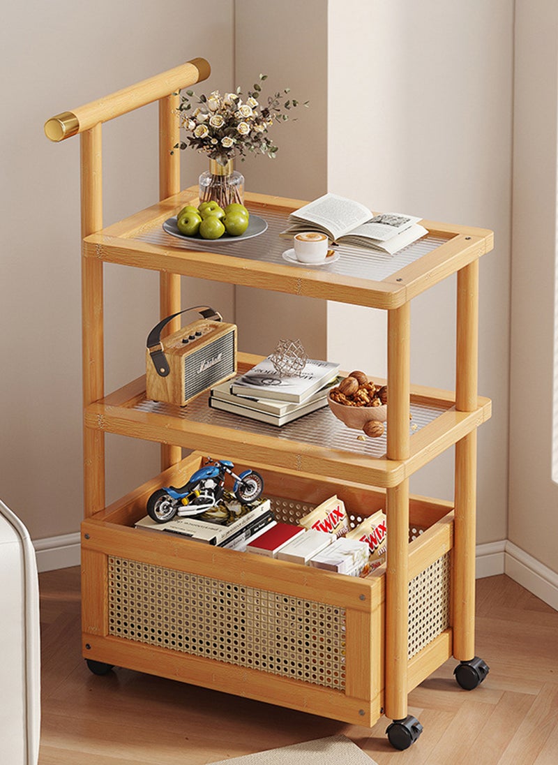 شاربدو طاولة جانبية للأريكة بعجلات، طاولة قهوة لغرفة المعيشة مع رف عربة، خزانة جانبية 30*50*83 سم - Image 1