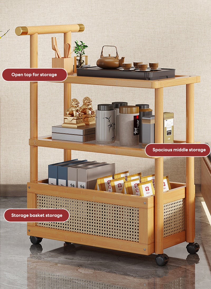 شاربدو طاولة جانبية للأريكة بعجلات، طاولة قهوة لغرفة المعيشة مع رف عربة، خزانة جانبية 30*50*83 سم - Image 3