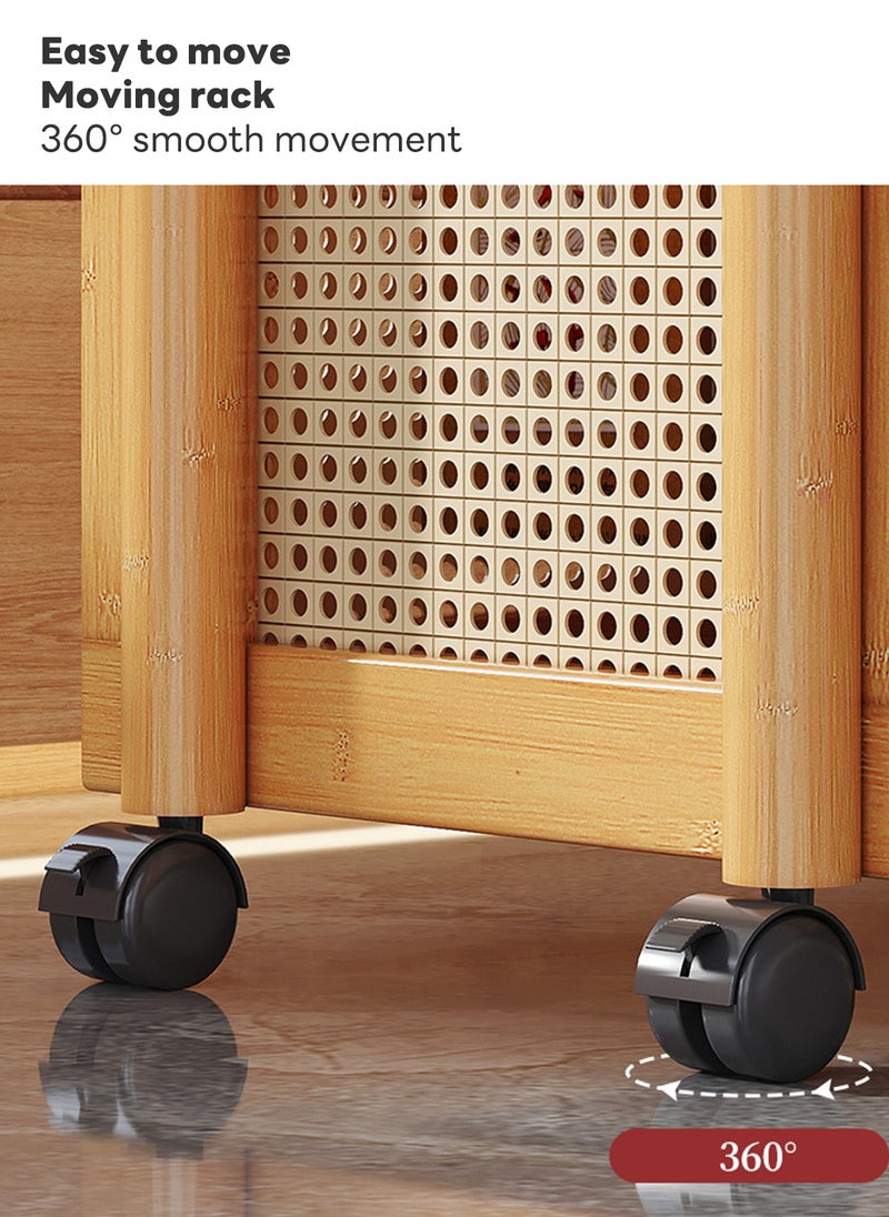 شاربدو طاولة جانبية للأريكة بعجلات، طاولة قهوة لغرفة المعيشة مع رف عربة، خزانة جانبية 30*50*83 سم - Image 5